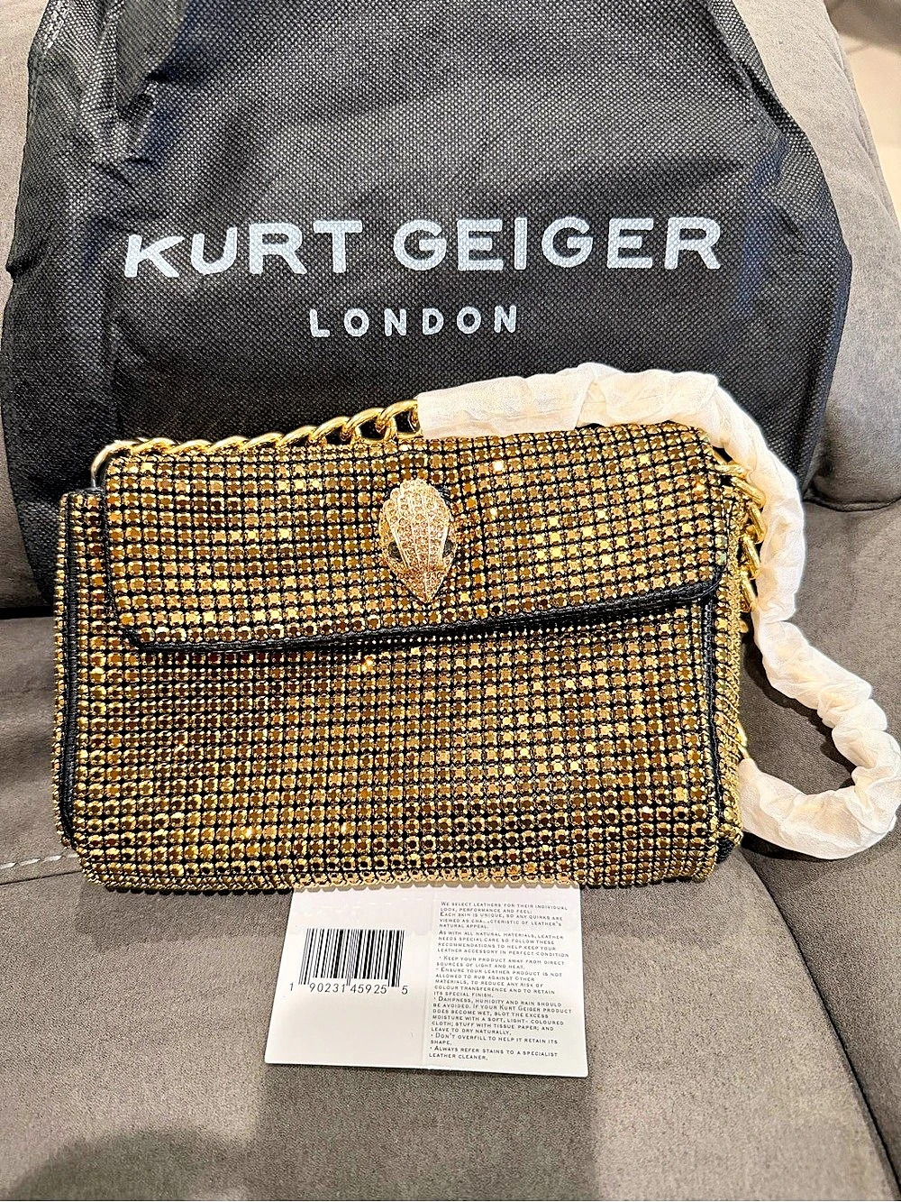 Kurt Geiger London Mini Crystal Kensington Bag Shoulder Bag Gold & Black